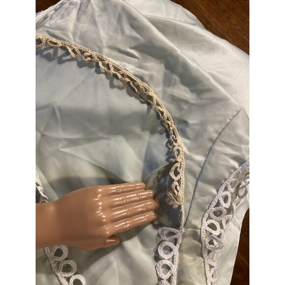 Vintage Pale Green SEXY Négligée Pajama night Gown Full Side Slip Silky nightie - Picture 6 of 14